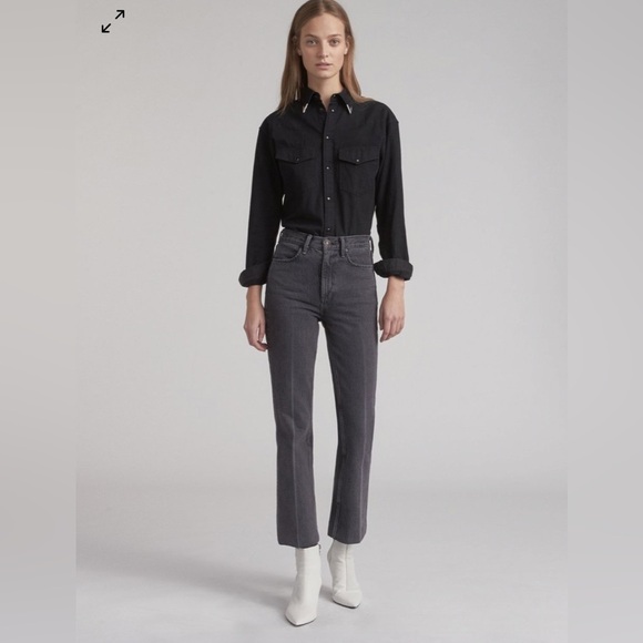 Rag & Bone Dylan High Waist Grey Kuro Flare Jeans 100% Cotton Sz 26 - Picture 2 of 11